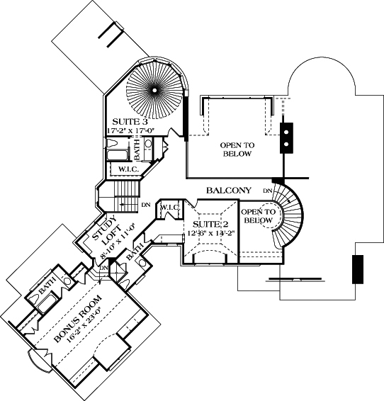 Floor Plan Second Story of Luxury Plan #180-1025