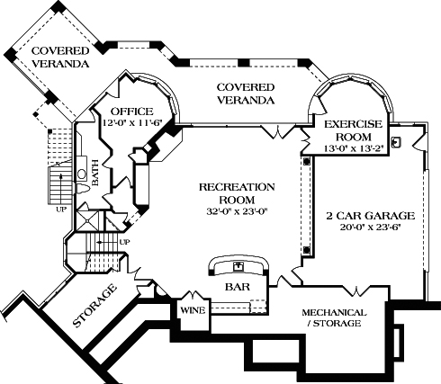 Floor Plan Basement of Luxury Plan #180-1025
