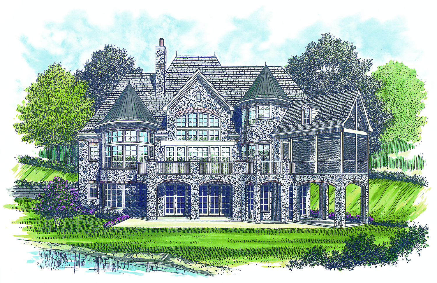 Home Plan Rear Elevation of this 5-Bedroom,5831 Sq Ft Plan -180-1025