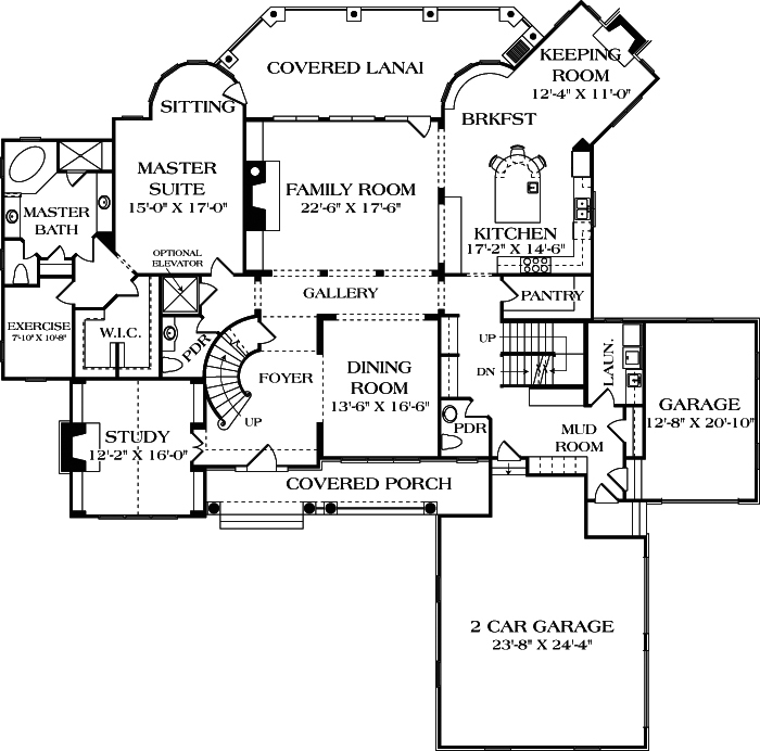 Floor Plan First Story of Cottage Plan #180-1028