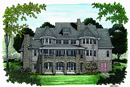 Rear View of this 5-Bedroom, 6622 Sq Ft Plan - 180-1028