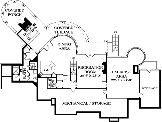Floor Plan Basement of European Plan #180-1031