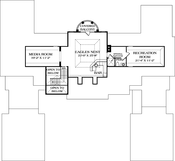 Floor Plan Third Story of European Plan #180-1033