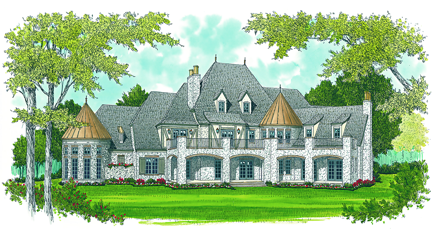 Home Plan Rear Elevation of this 7-Bedroom,8933 Sq Ft Plan -180-1034