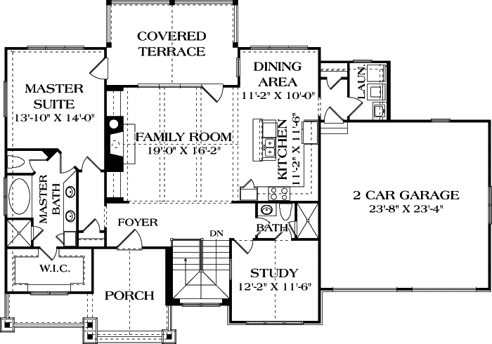 Floor Plan First Story of Cottage Plan #180-1035