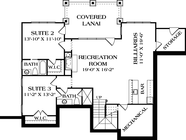 Floor Plan Basement of Cottage Plan #180-1035