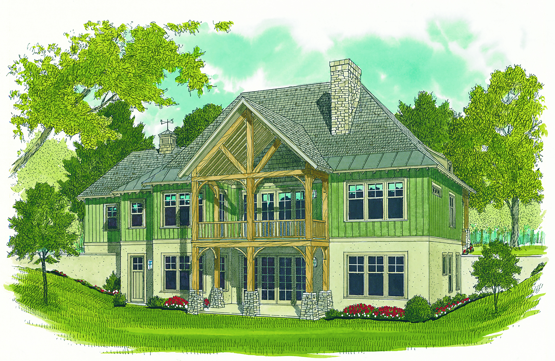 Home Plan Rear Elevation of this 3-Bedroom,2764 Sq Ft Plan -180-1035