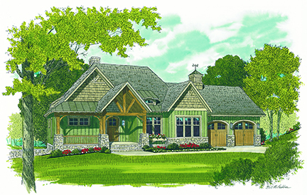 Front elevation of Cottage home (ThePlanCollection: House Plan #180-1035)