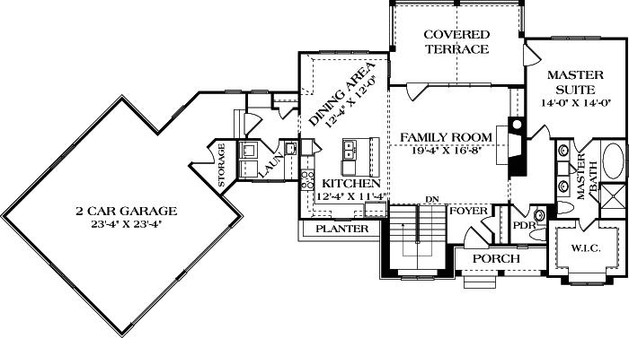 Floor Plan First Story of European Plan #180-1038