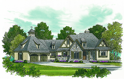 Front elevation of European home (ThePlanCollection: House Plan #180-1038)
