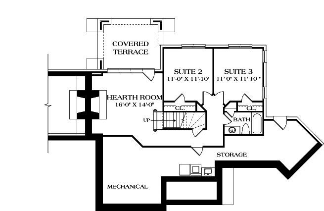 Floor Plan Basement of Arts and Crafts Plan #180-1039