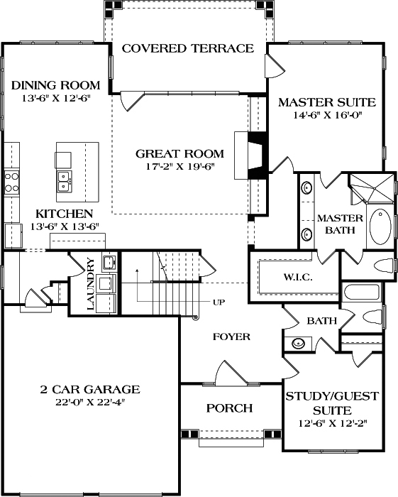Floor Plan First Story of Craftsman Plan #180-1040