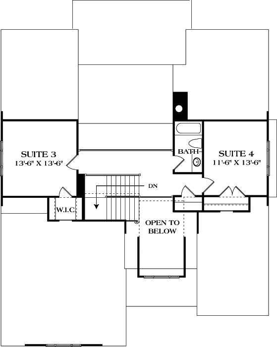 Floor Plan Second Story of Craftsman Plan #180-1040