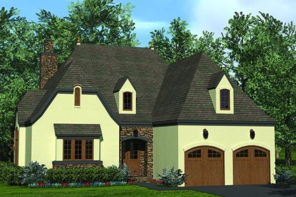 Front elevation of European home (ThePlanCollection: House Plan #180-1041)