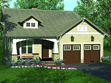Front elevation of Craftsman home (ThePlanCollection: House Plan #180-1042)