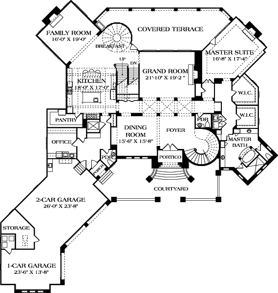 Floor Plan First Story of Luxury Plan #180-1043