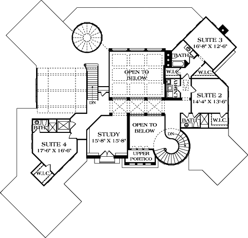 Floor Plan Second Story of Luxury Plan #180-1043