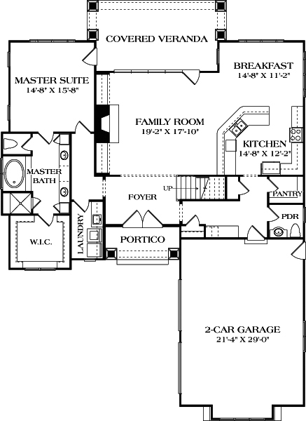 Floor Plan First Story of Craftsman Plan #180-1046