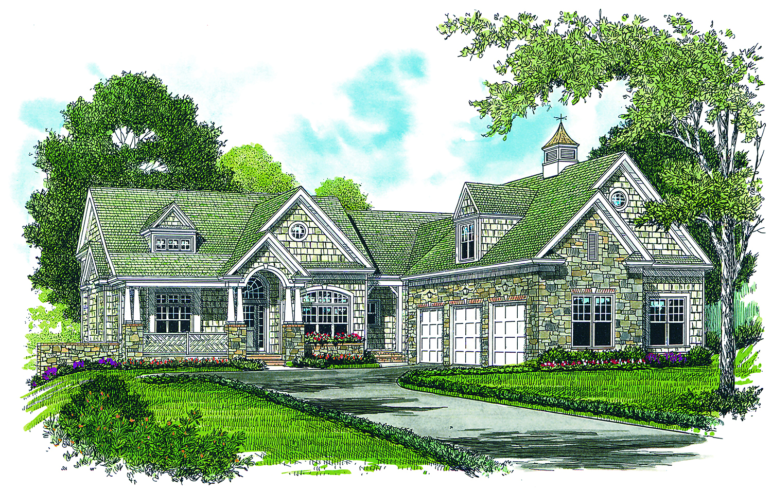 Home Plan Front Elevation of this 3-Bedroom,3314 Sq Ft Plan -180-1047