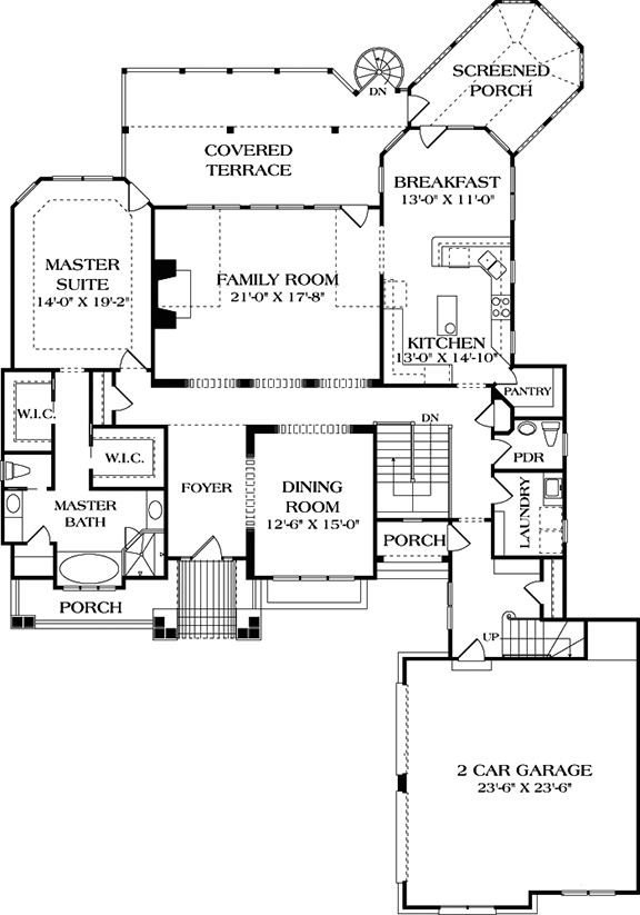 Floor Plan First Story of Craftsman Plan #180-1048