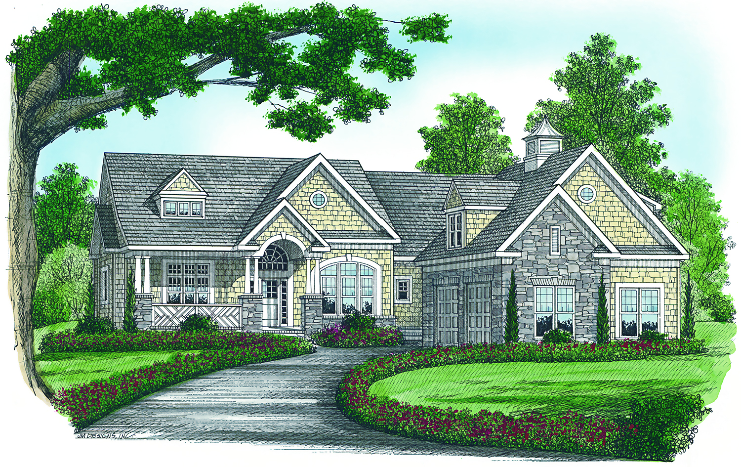 Front elevation of Craftsman home (ThePlanCollection: House Plan #180-1048)