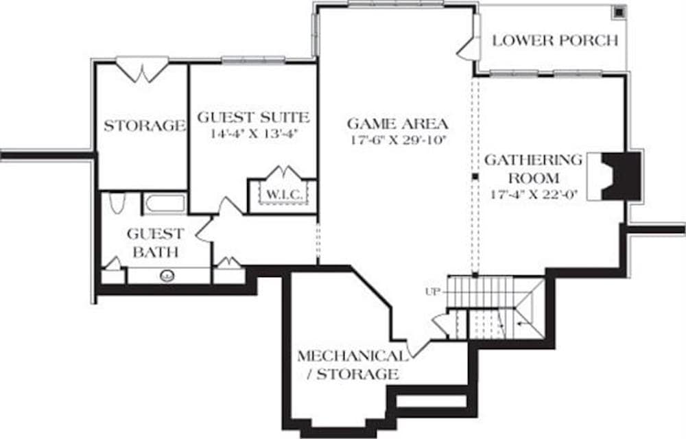 Floor Plan Basement of Cottage Plan #180-1050