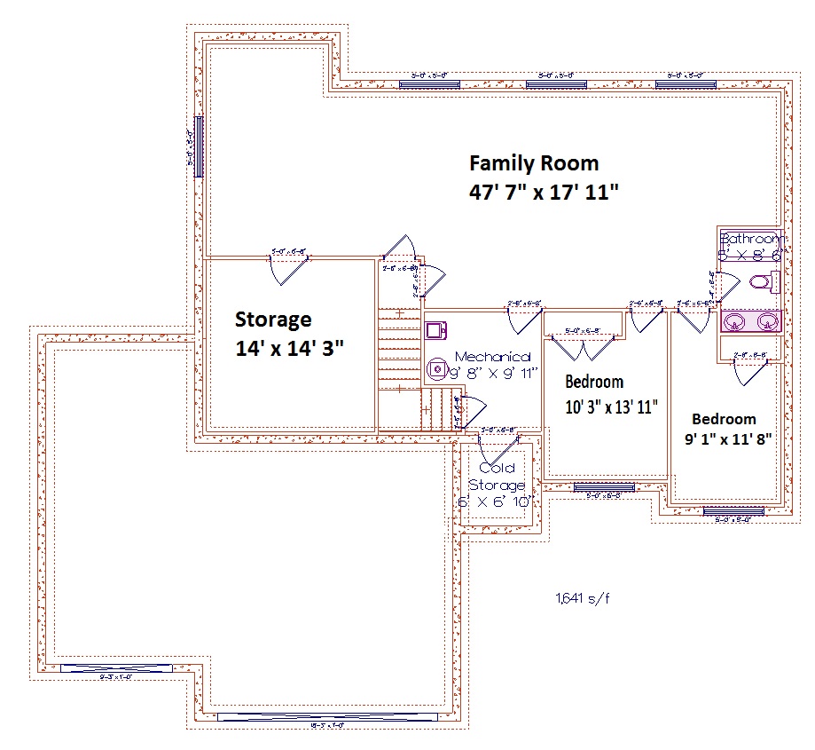 Floor Plan Basement of Traditional Plan #187-1002