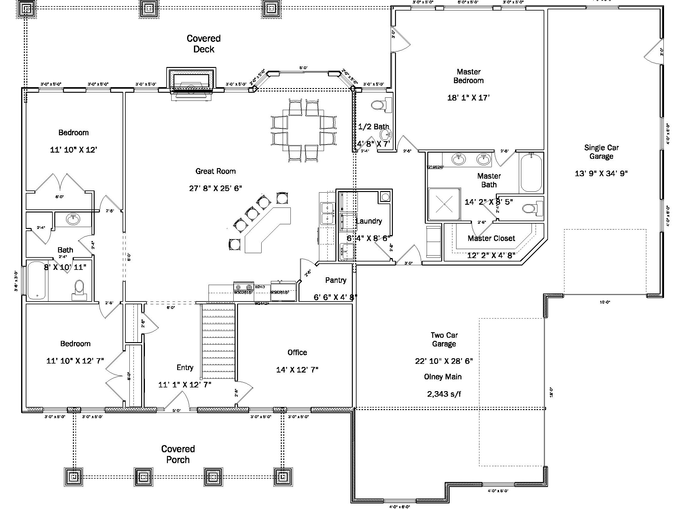 Floor Plan First Story of Craftsman Plan #187-1003