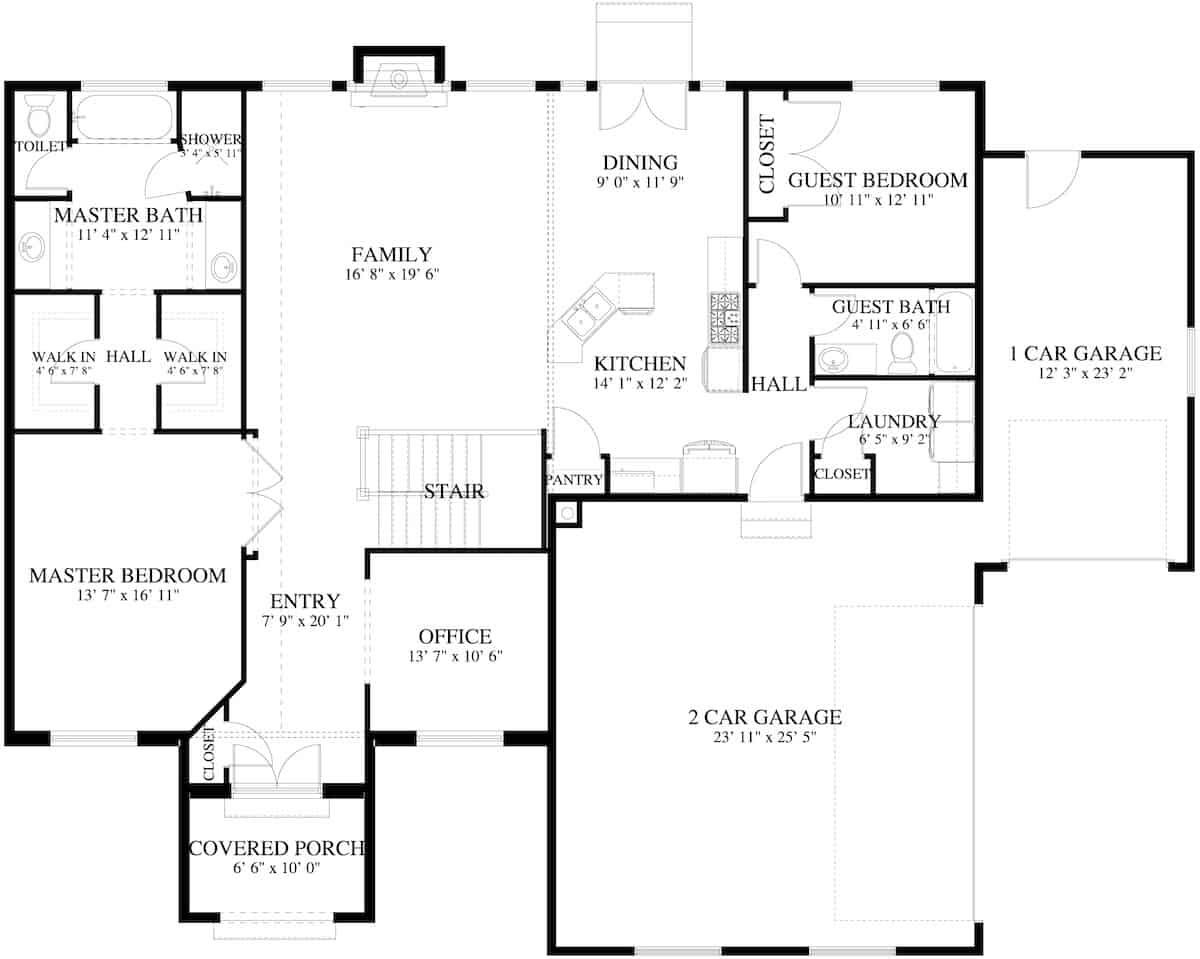 Main Level of Tuscan Plan #187-1004