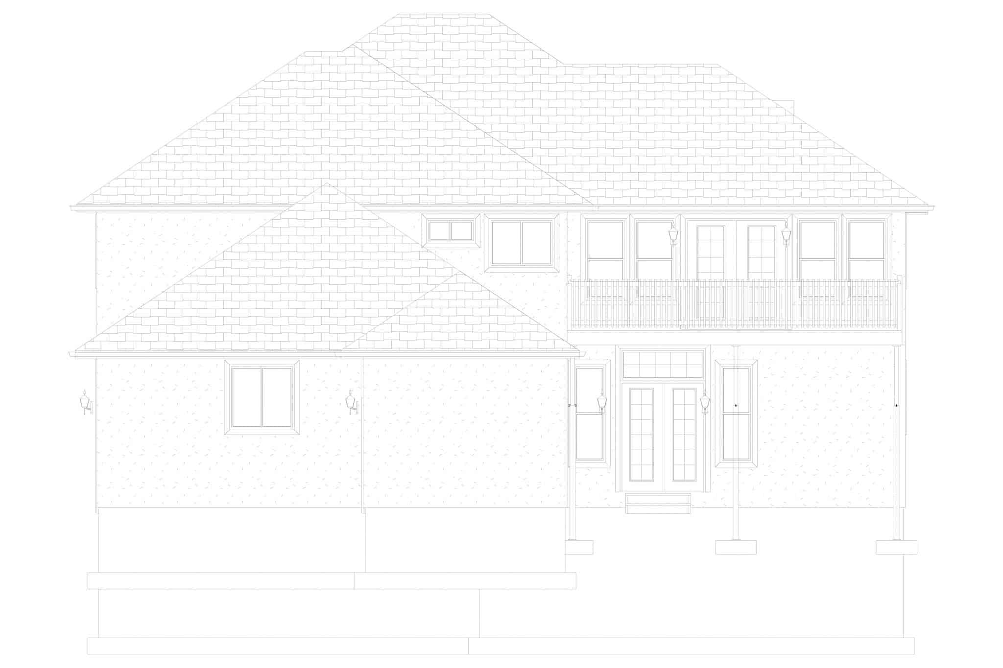 Home Plan Rear Elevation of this 3-Bedroom,2664 Sq Ft Plan -187-1005