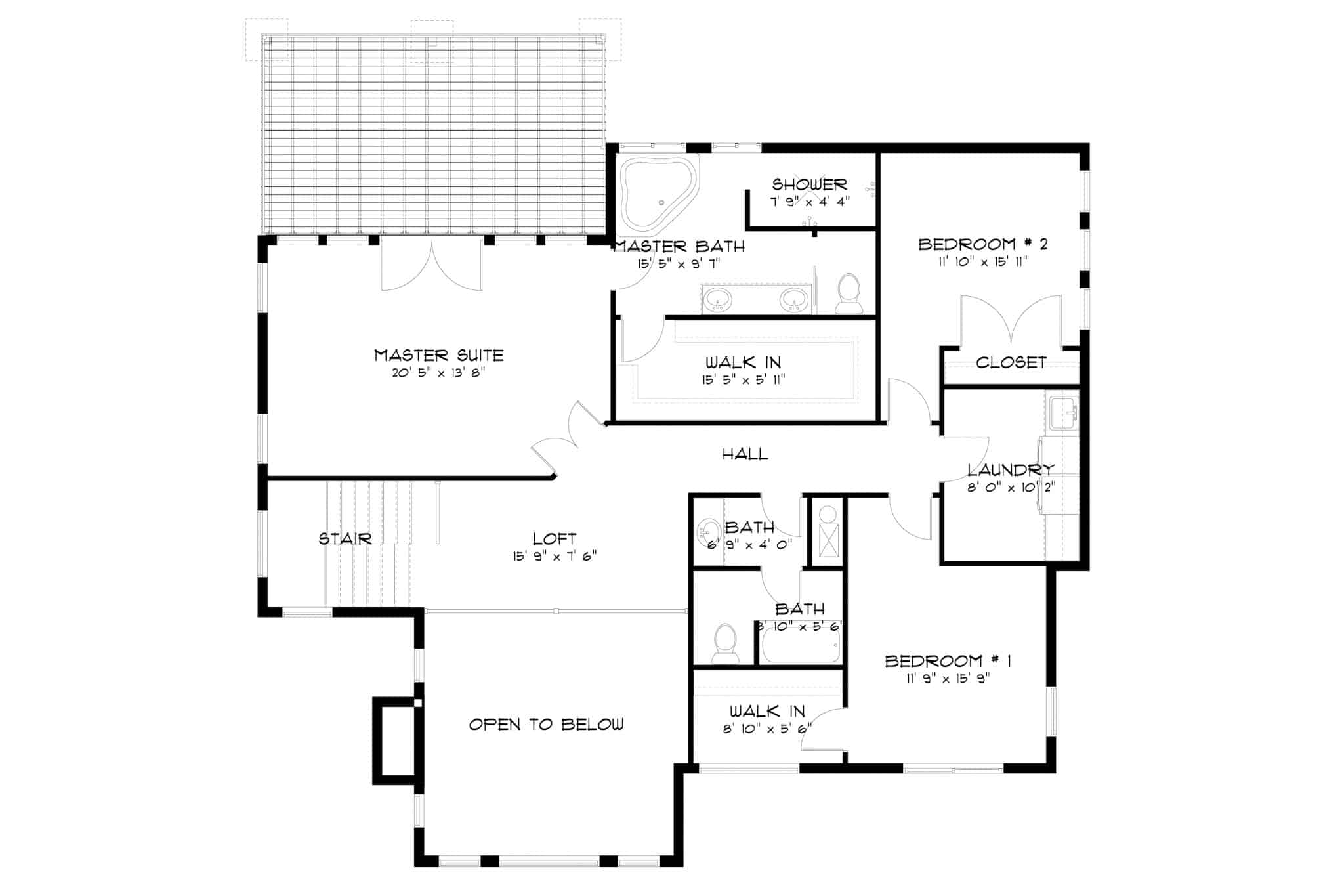 Upper Level of Contemporary Plan #187-1005