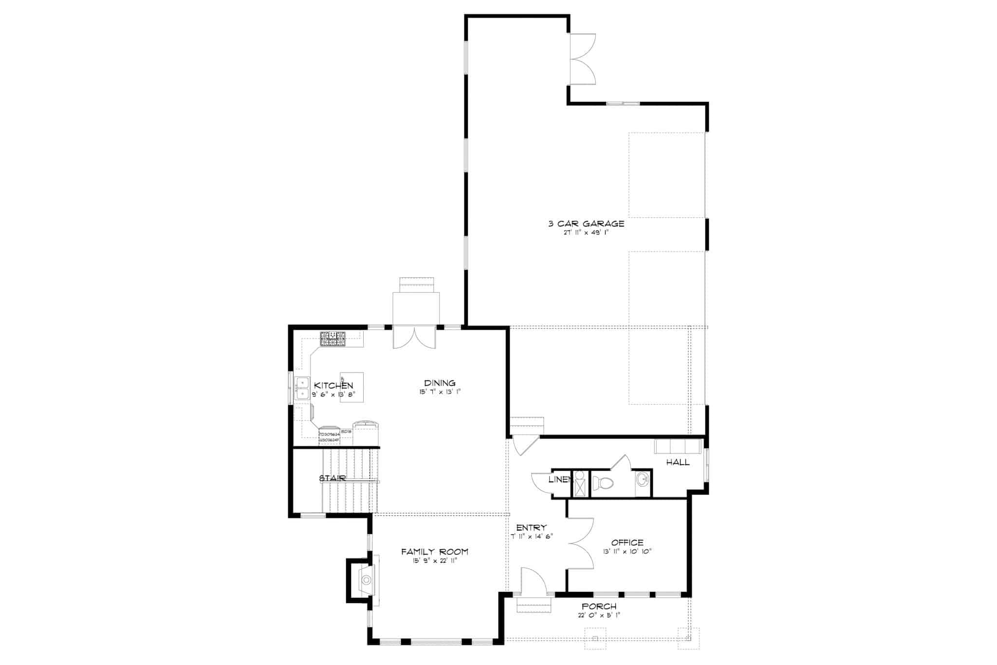 Main Level of Contemporary Plan #187-1005