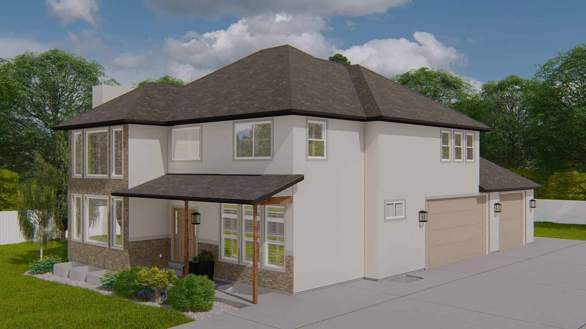 Rear View of this 3-Bedroom,2664 Sq Ft Plan -187-1005