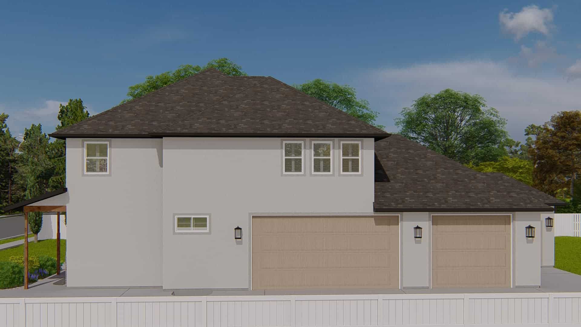 Right Side View of this 3-Bedroom,2664 Sq Ft Plan -187-1005