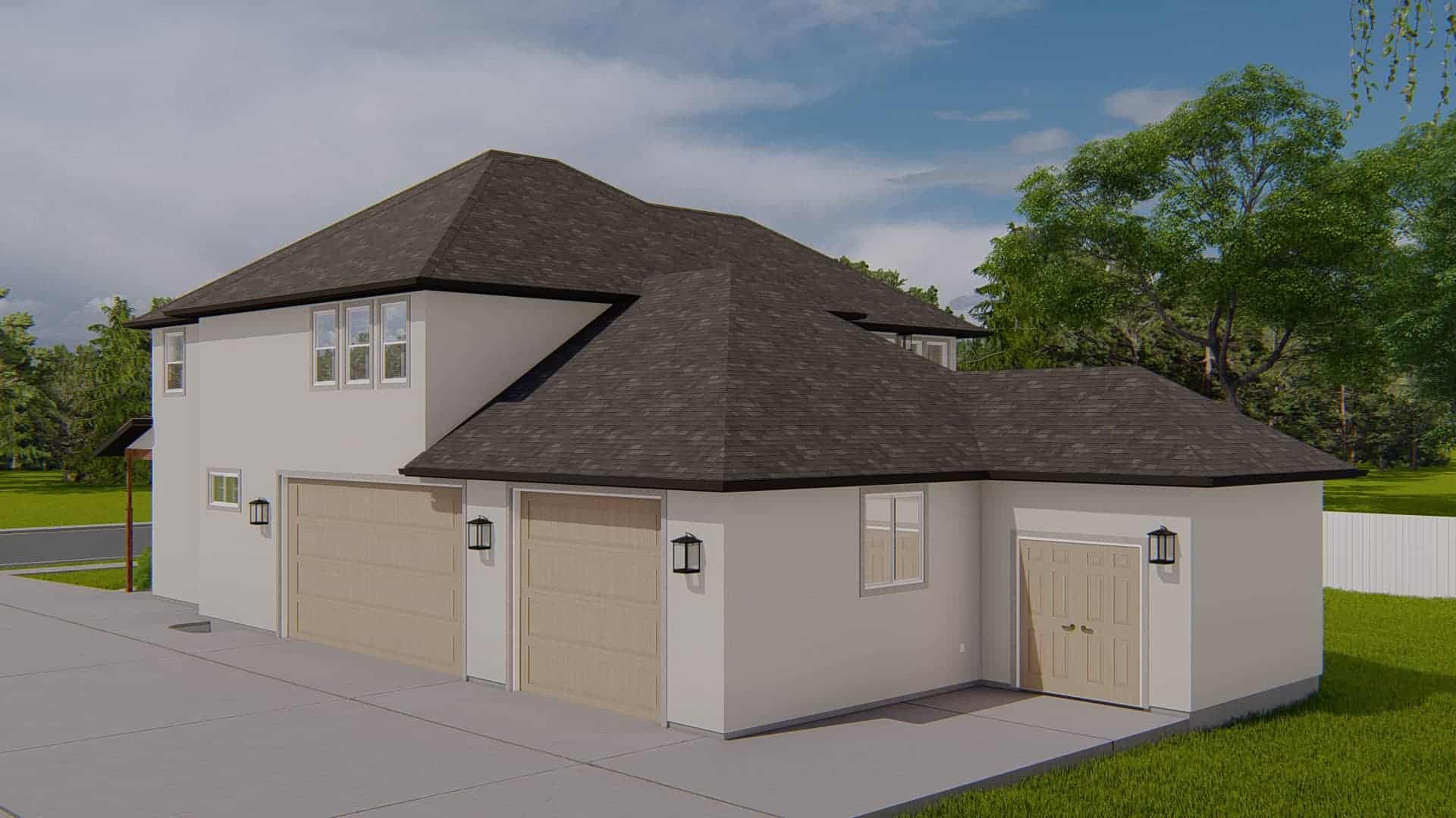 Right Side View of this 3-Bedroom,2664 Sq Ft Plan -187-1005