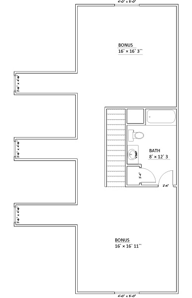 Floor Plan Bonus Room of Cape Cod Plan #187-1006