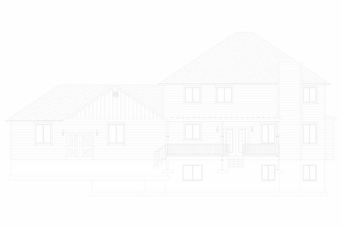 Home Plan Rear Elevation of this 5-Bedroom,3016 Sq Ft Plan -187-1007