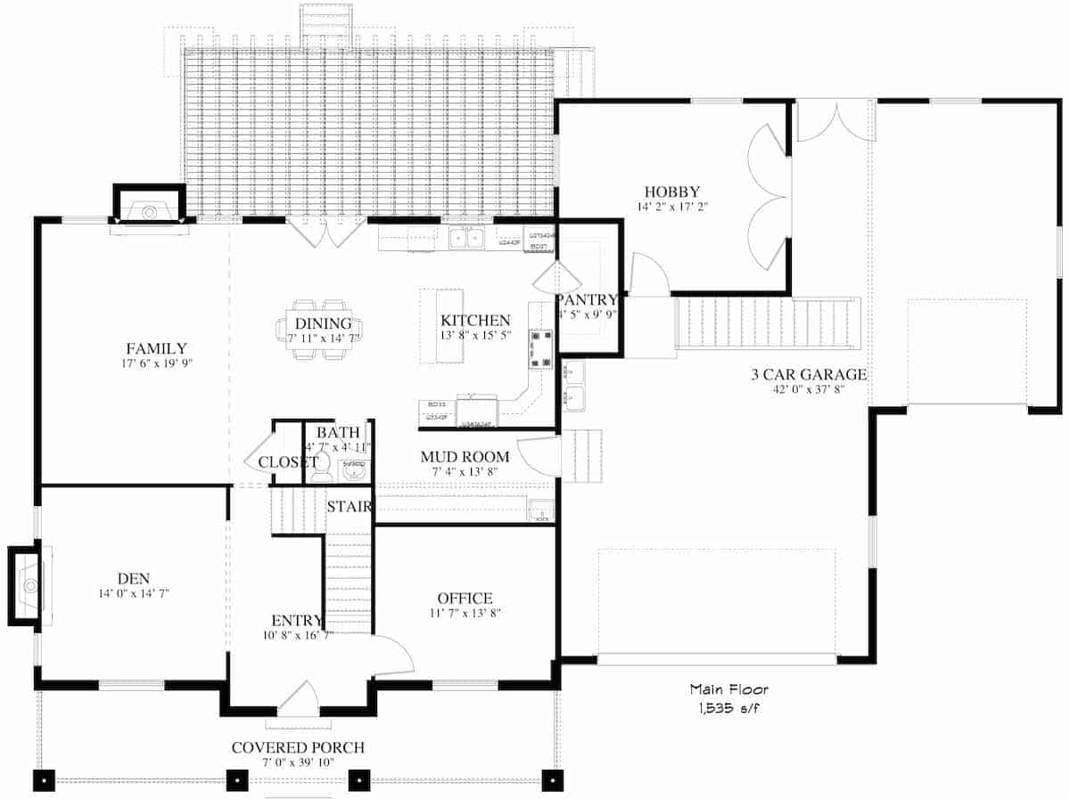 Main Level of Country Plan #187-1007