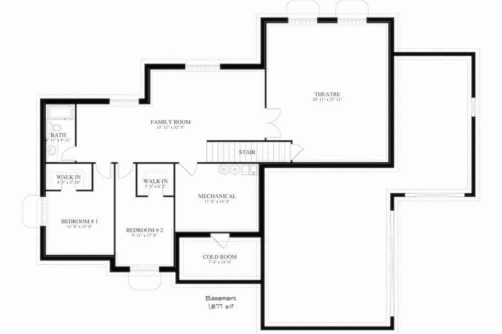 Floor Plan Basement of Traditional Plan #187-1008