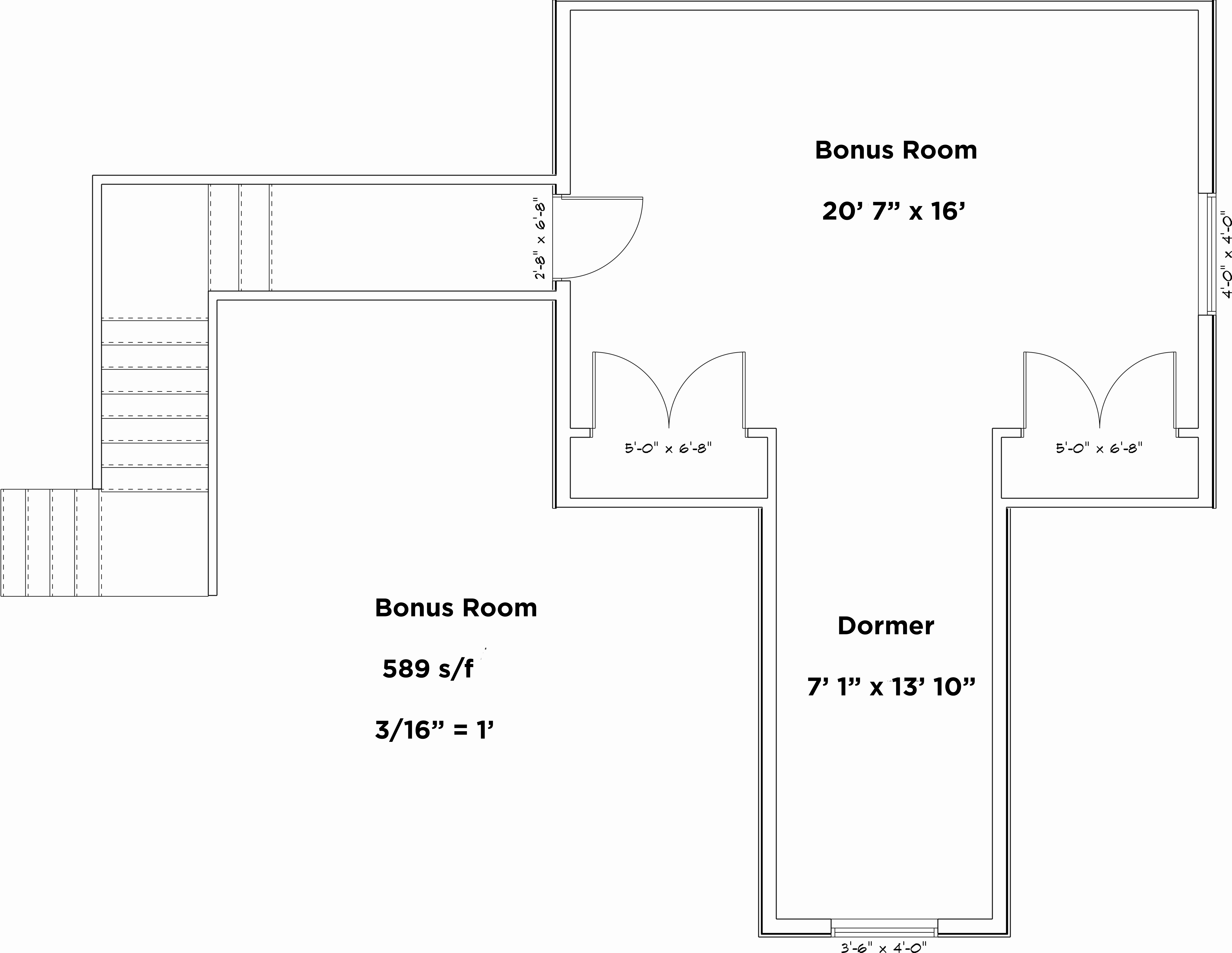Floor Plan Bonus Room of Traditional Plan #187-1012