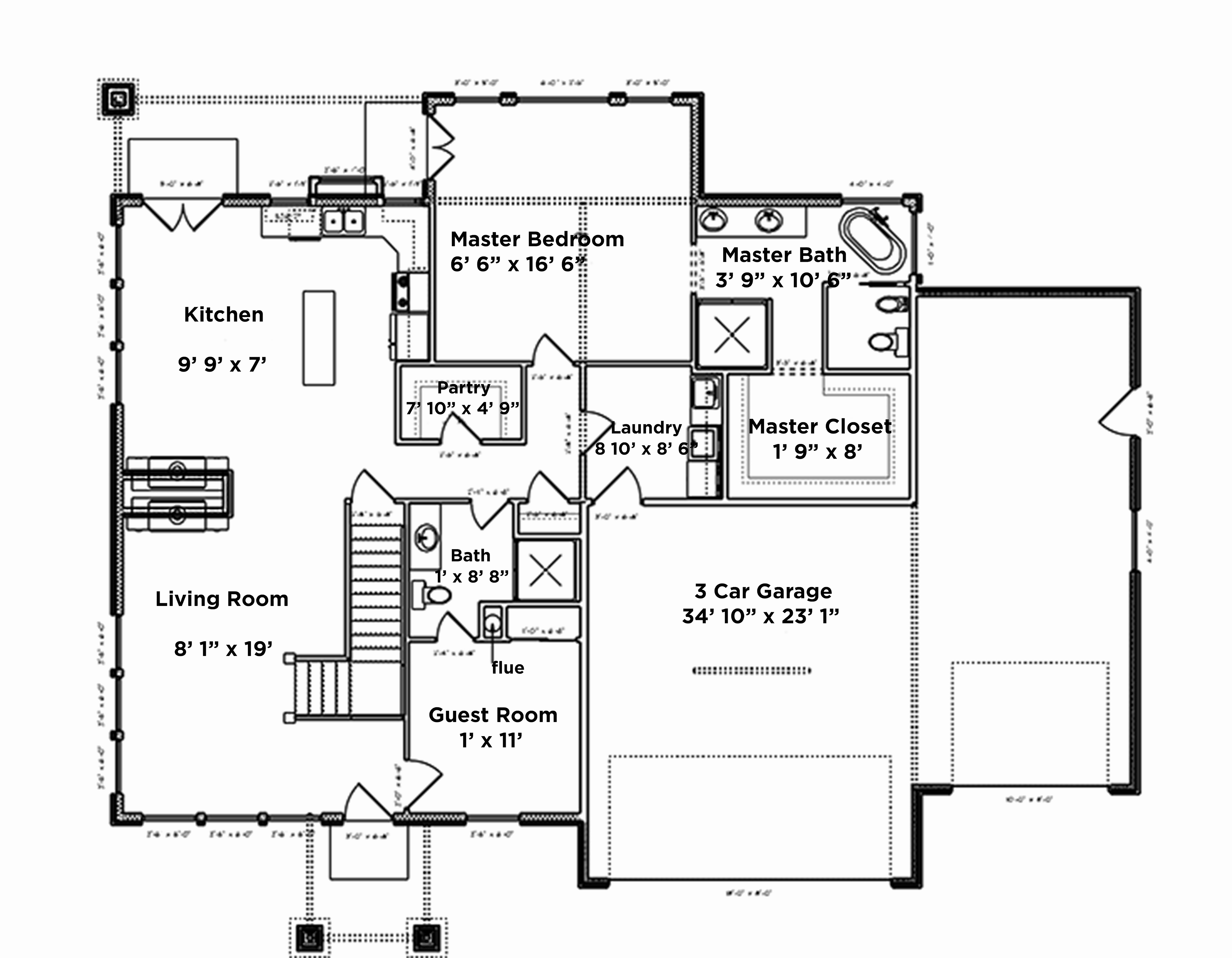 Floor Plan First Story of Traditional Plan #187-1012
