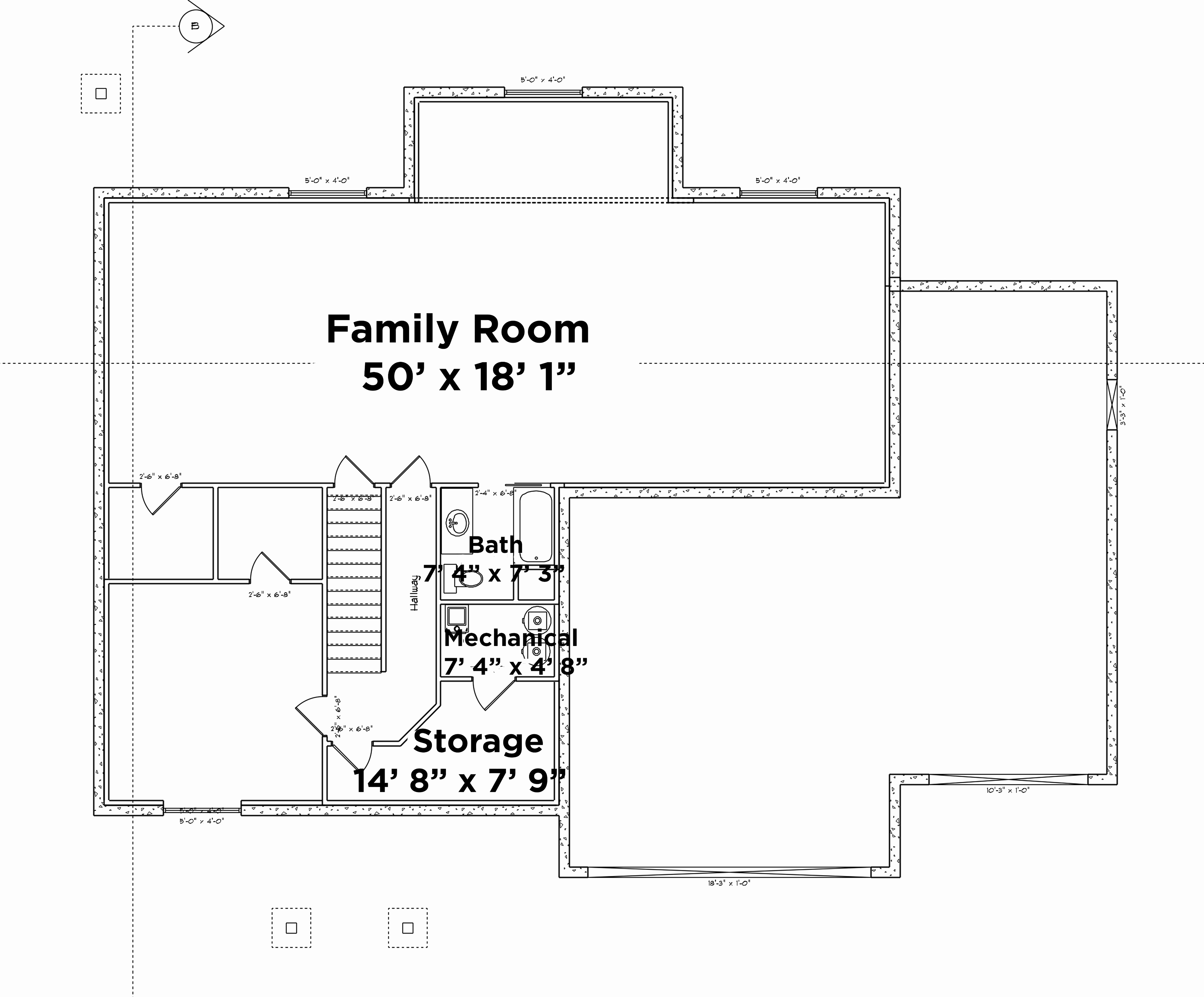 Floor Plan Basement of Traditional Plan #187-1012