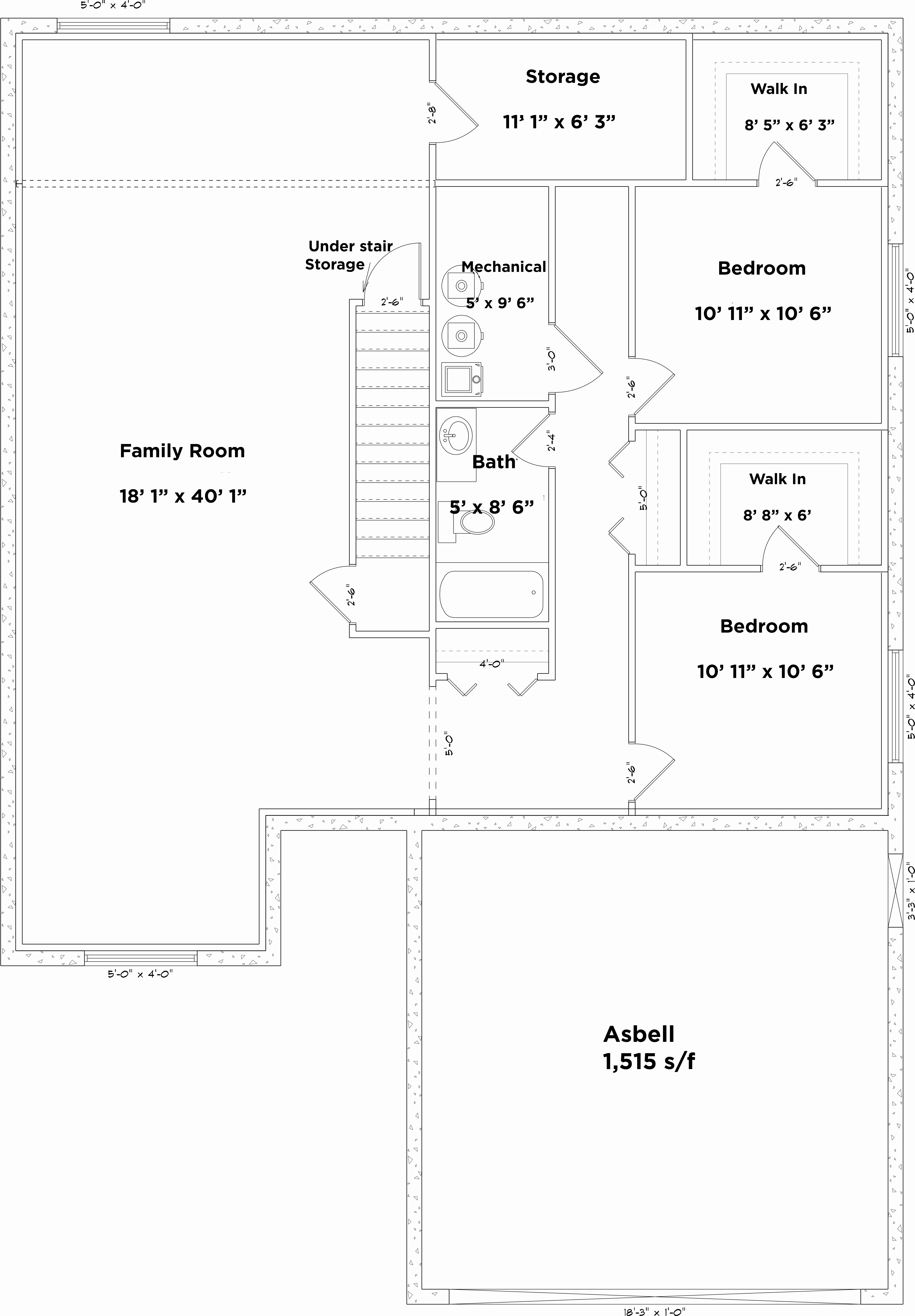 Floor Plan Basement of Traditional Plan #187-1015