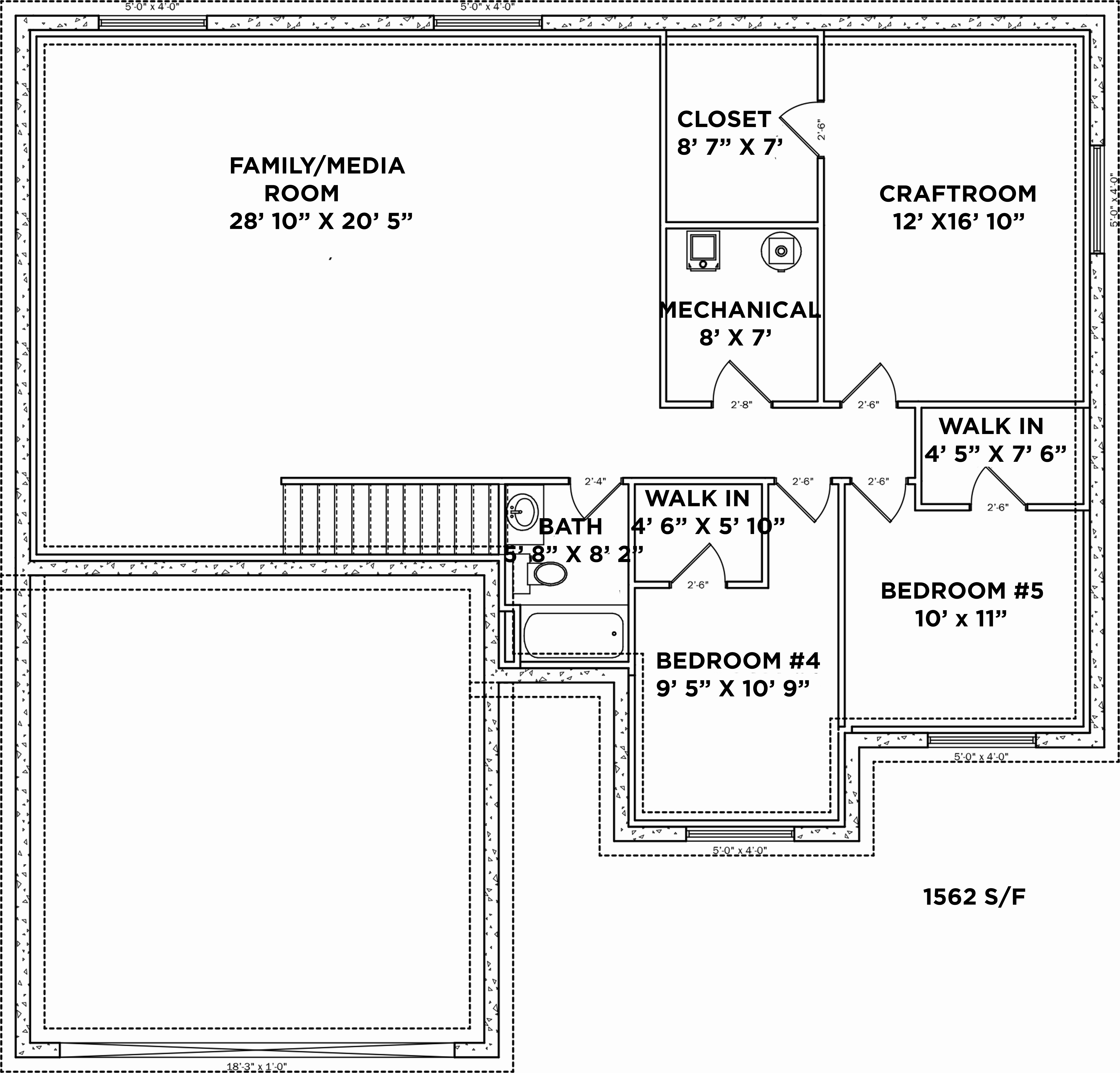 Floor Plan Basement of Traditional Plan #187-1023
