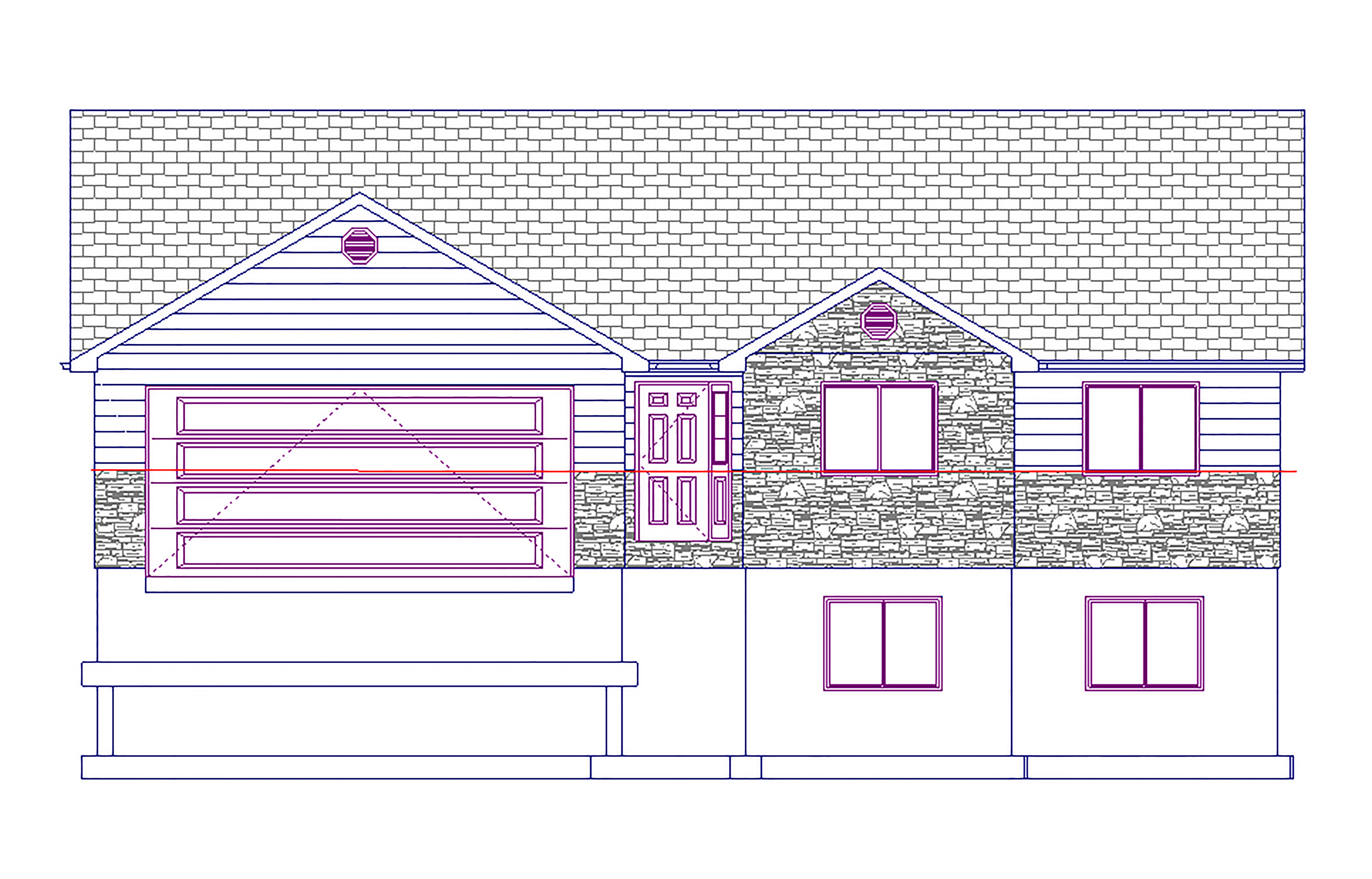 Home Plan Front Elevation of this 5-Bedroom,1579 Sq Ft Plan -187-1023