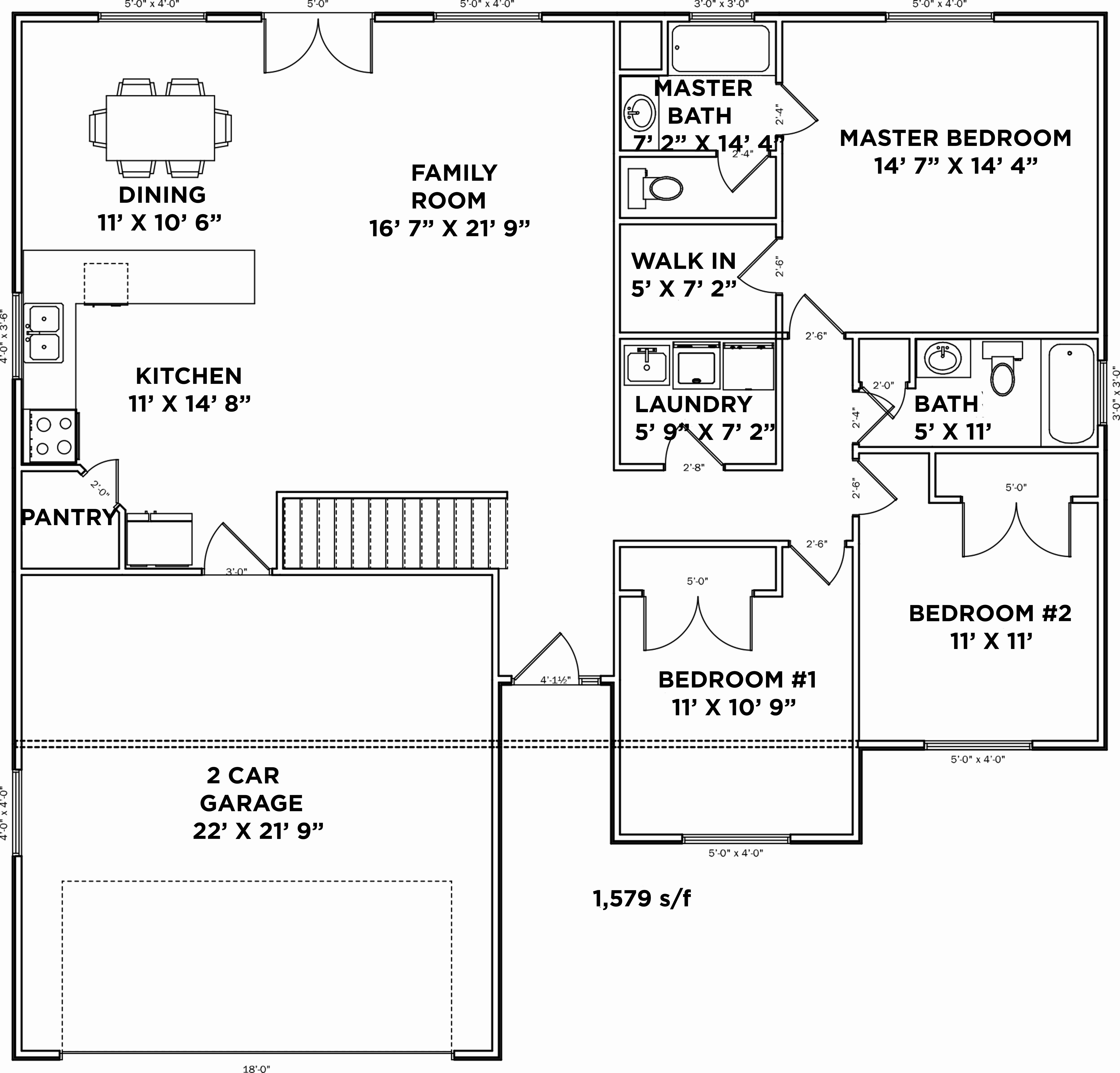 Floor Plan First Story of Traditional Plan #187-1023