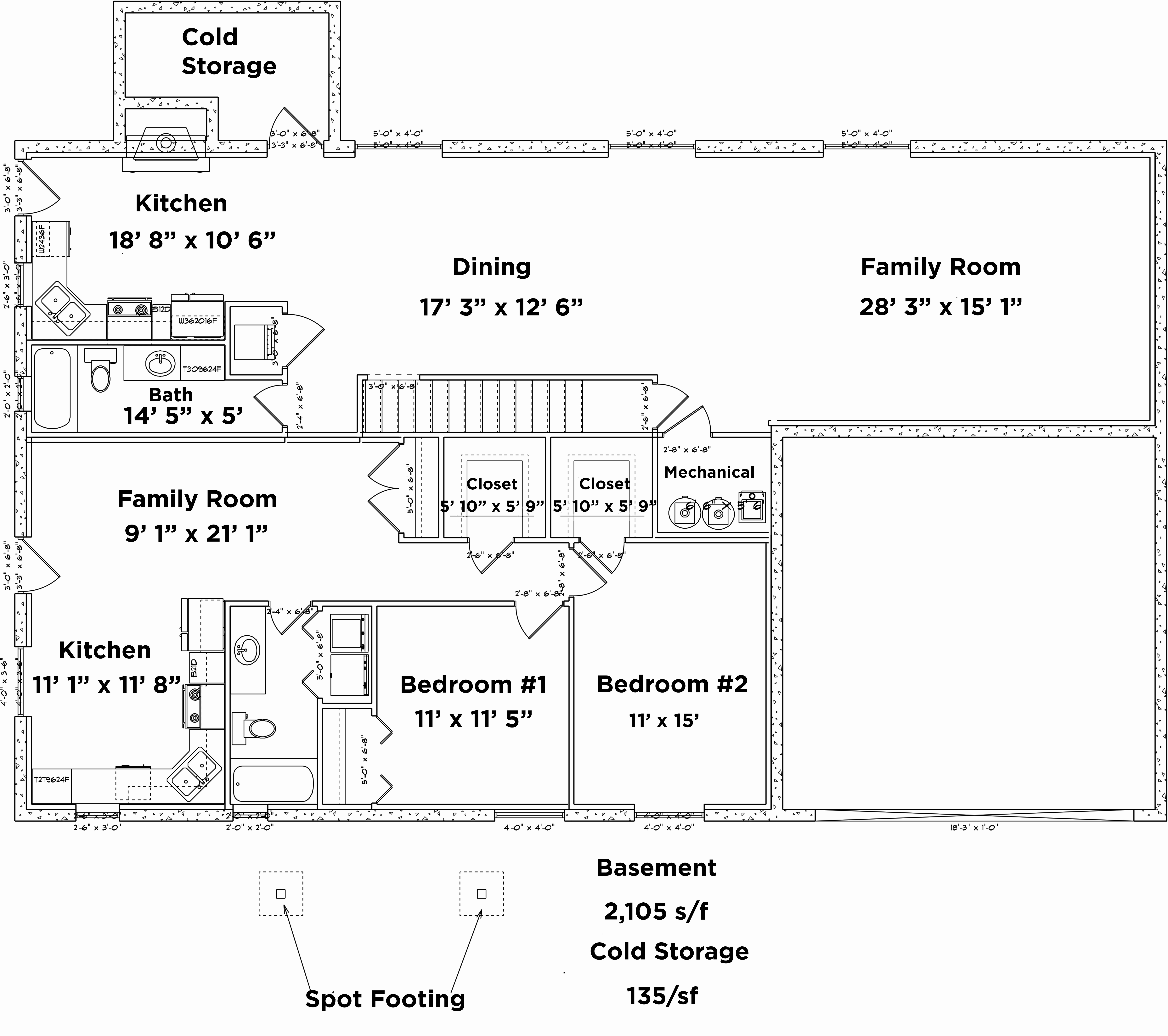 Floor Plan Basement of Traditional Plan #187-1025