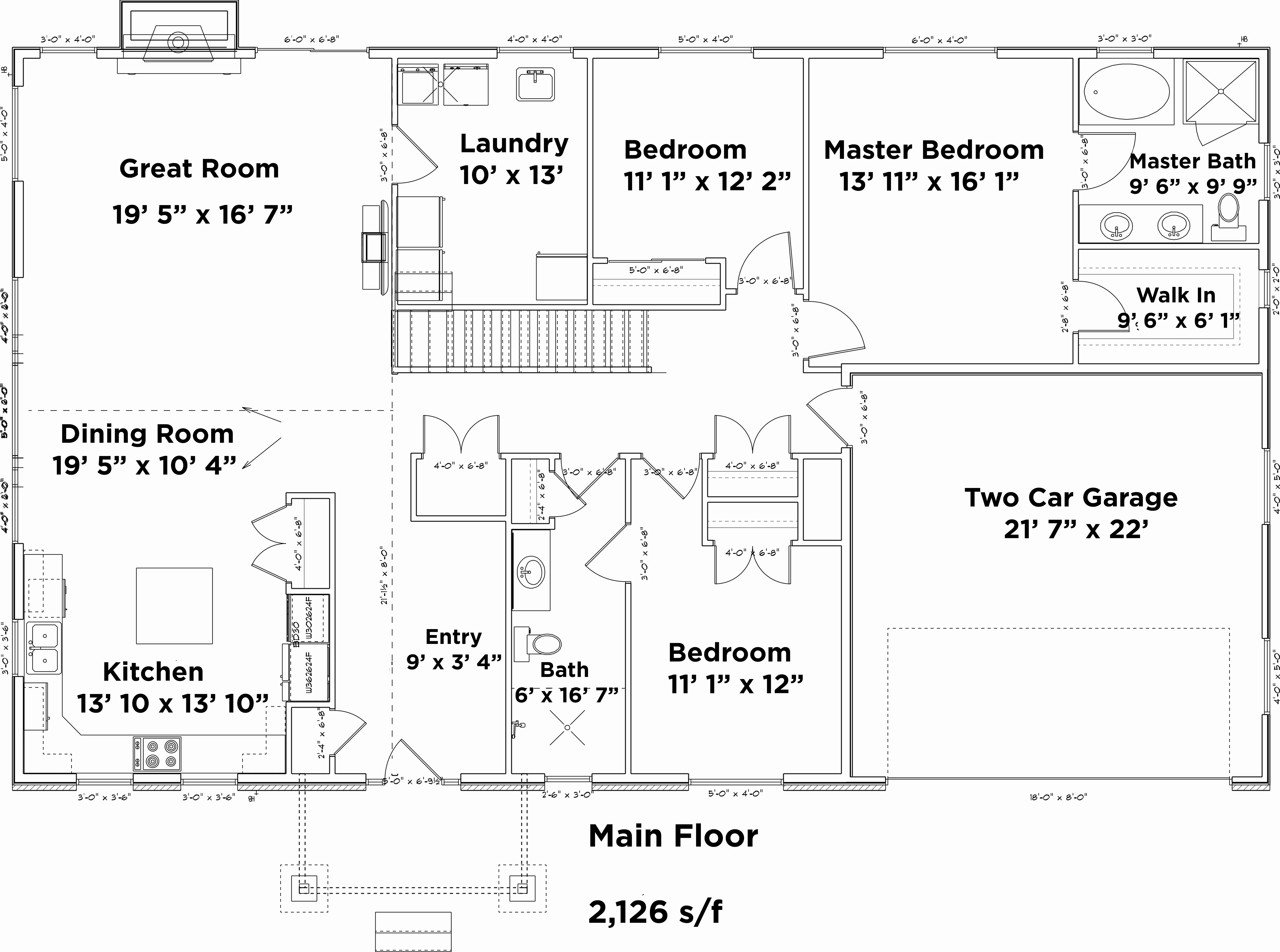 Floor Plan First Story of Traditional Plan #187-1025