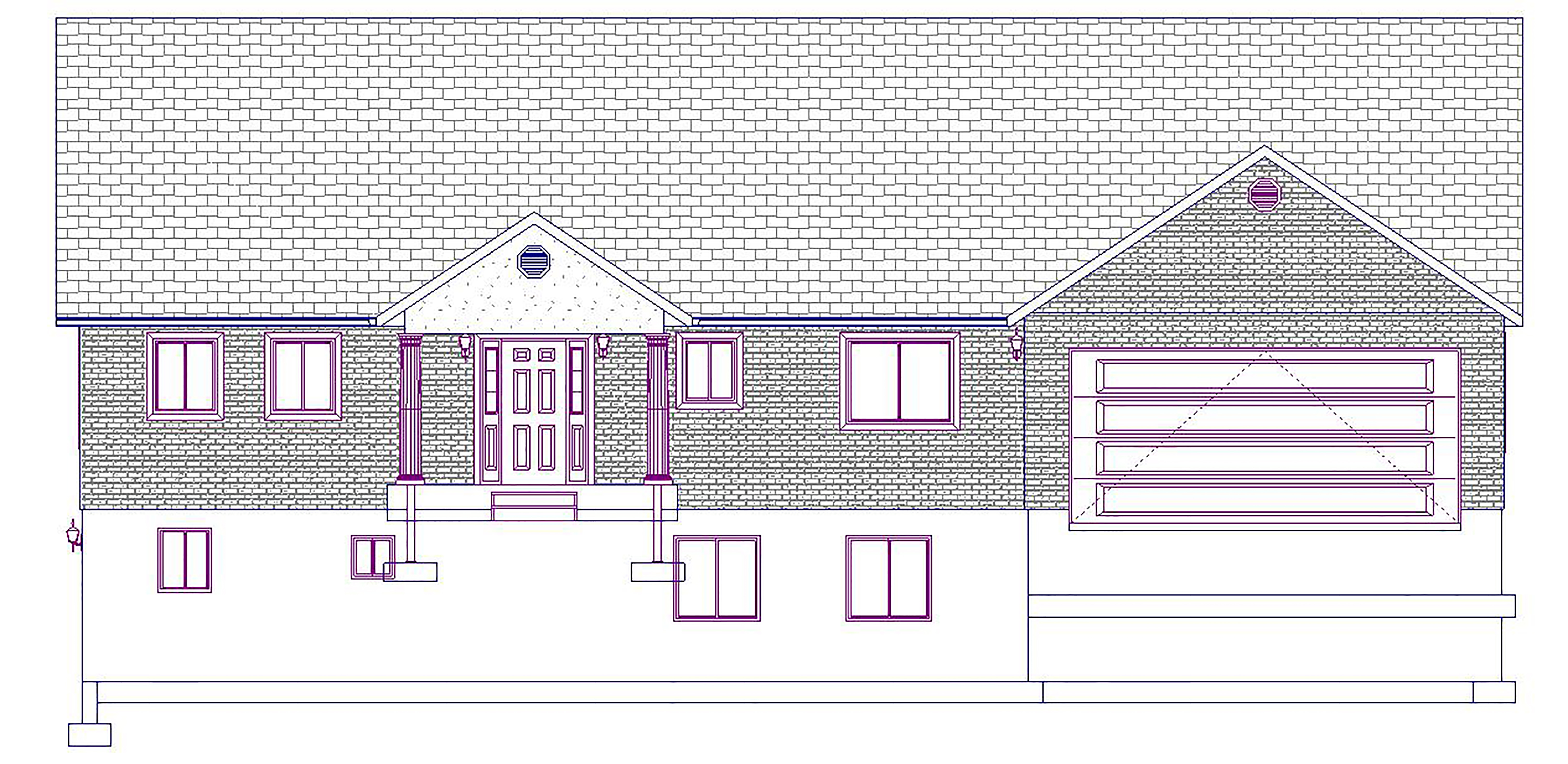 Home Plan Front Elevation of this 5-Bedroom,2920 Sq Ft Plan -187-1025