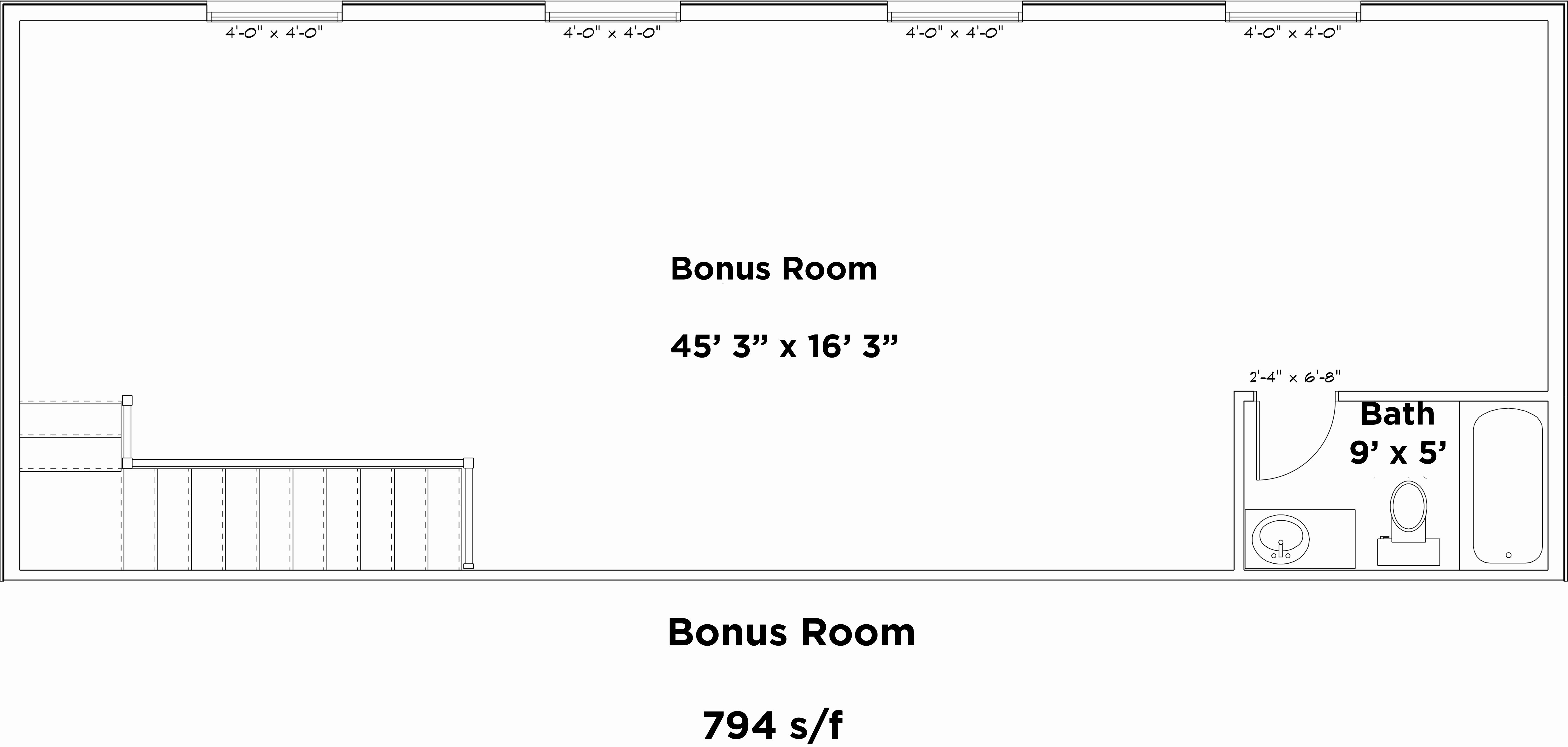 Floor Plan Bonus Room of Traditional Plan #187-1025